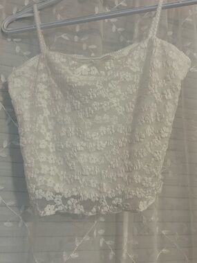 White Floral Lace Cropped Cami - Thirty Thirty